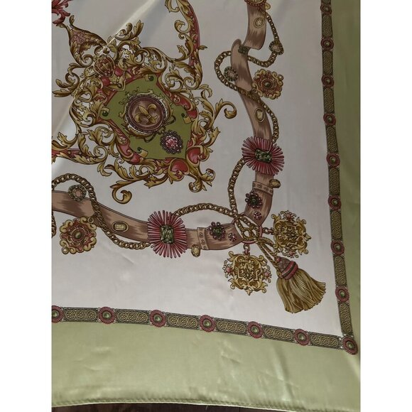 Vintage Baroque Green Traditional Print Polyester Scarf - Picture 2 of 6
